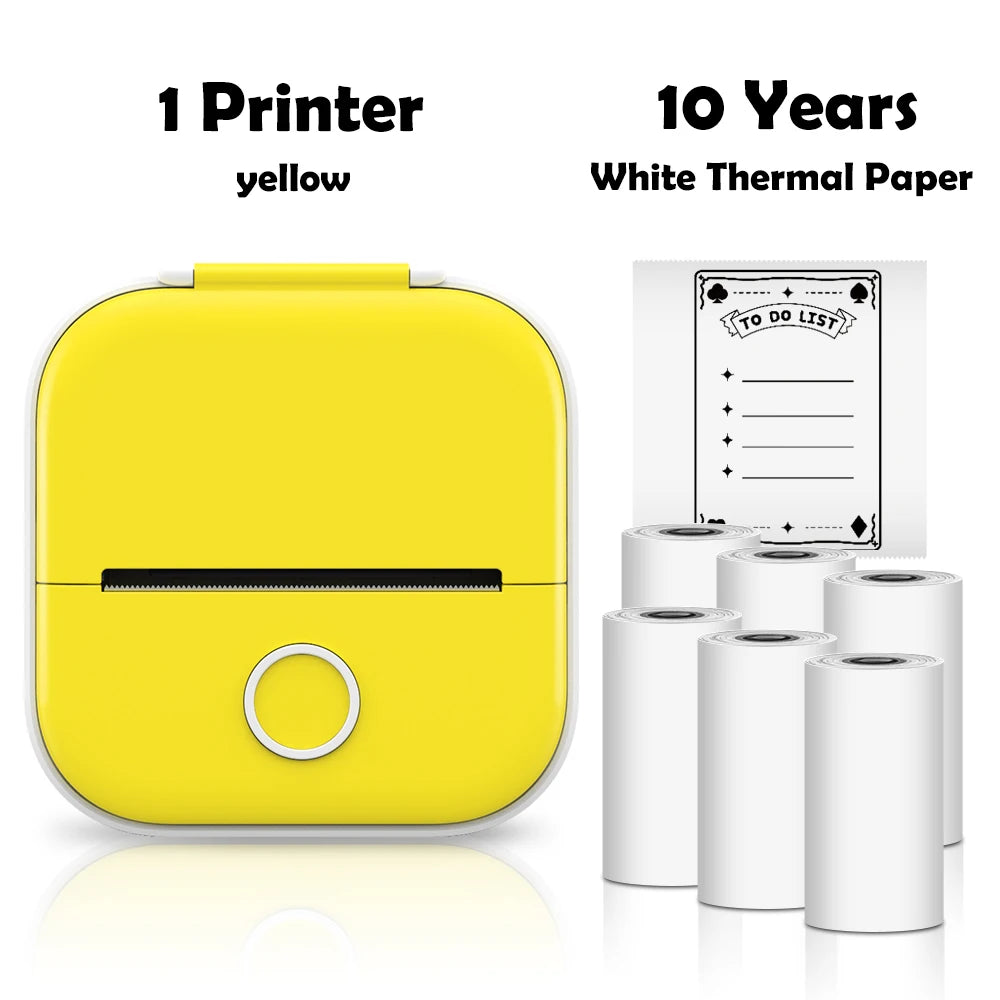 T02 Pocket Printer Photo Journal Printing 53Mm Sticker Labels Wireless Connection No-Ink Thermal Printing Long Battery
