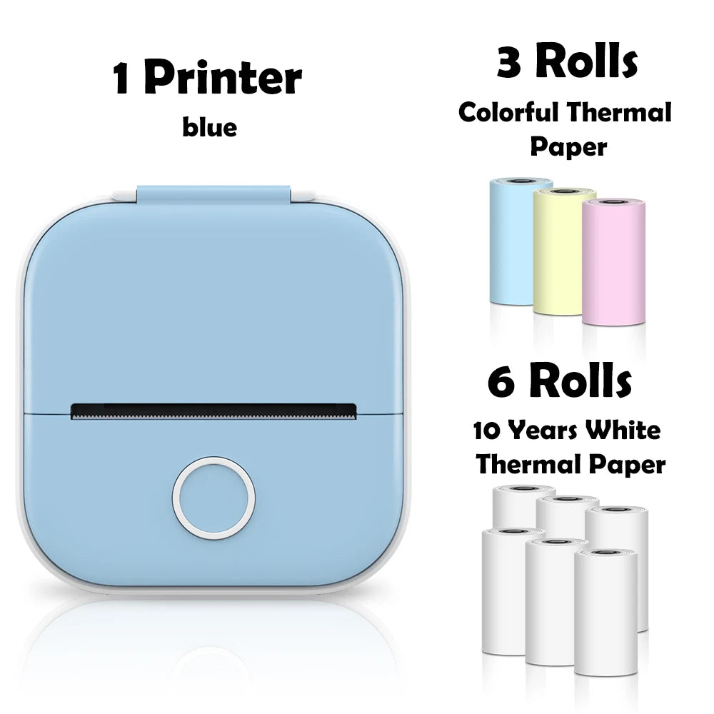 T02 Pocket Printer Photo Journal Printing 53Mm Sticker Labels Wireless Connection No-Ink Thermal Printing Long Battery