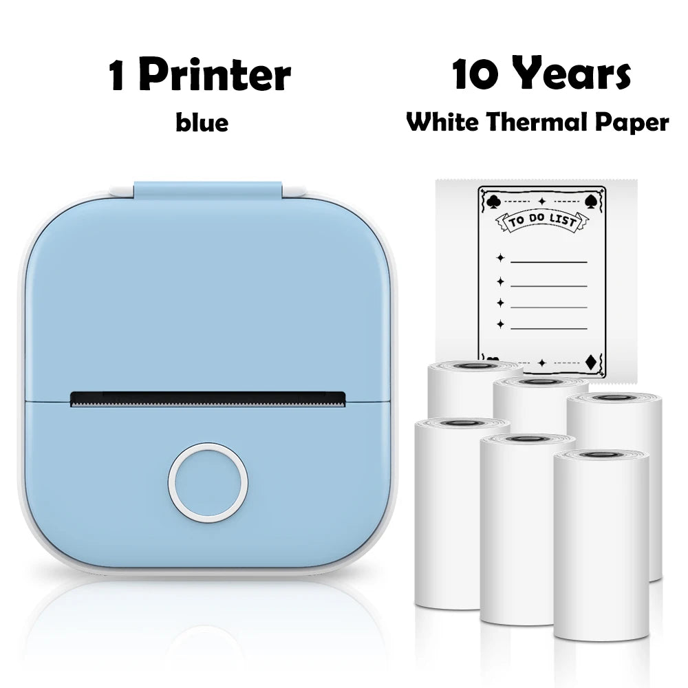 T02 Pocket Printer Photo Journal Printing 53Mm Sticker Labels Wireless Connection No-Ink Thermal Printing Long Battery
