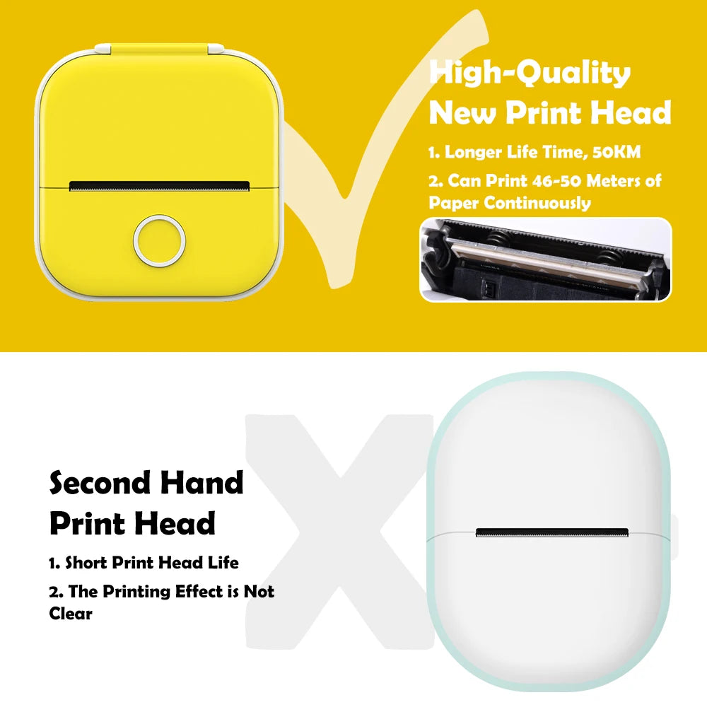 T02 Pocket Printer Photo Journal Printing 53Mm Sticker Labels Wireless Connection No-Ink Thermal Printing Long Battery