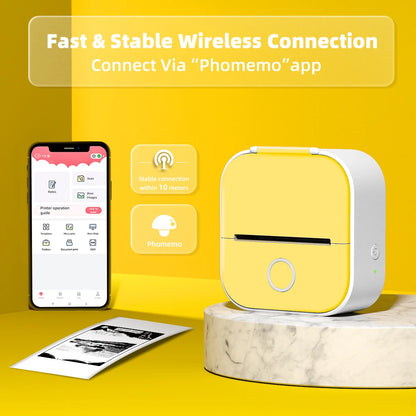 T02 Pocket Printer Photo Journal Printing 53Mm Sticker Labels Wireless Connection No-Ink Thermal Printing Long Battery