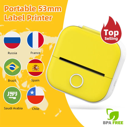 T02 Pocket Printer Photo Journal Printing 53Mm Sticker Labels Wireless Connection No-Ink Thermal Printing Long Battery